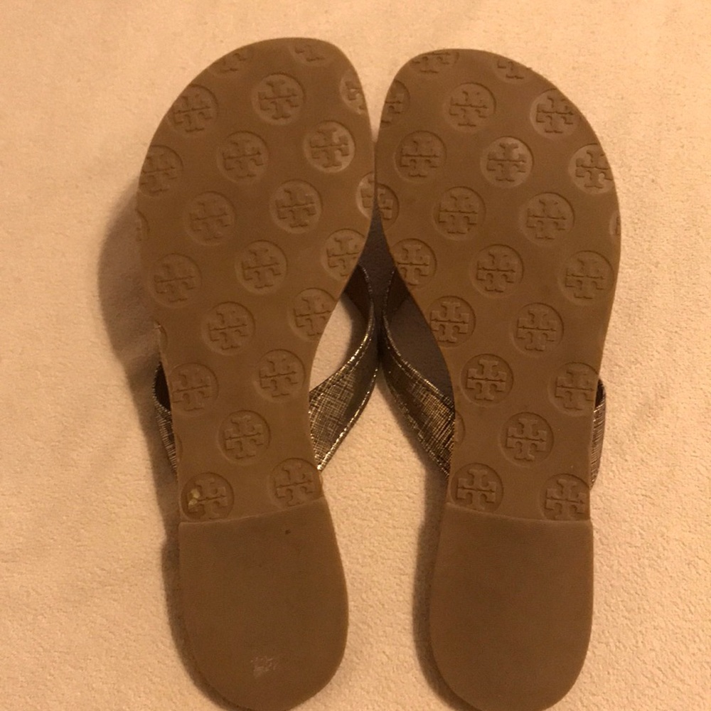 Tory Burch Thora Lurex Suede gold sandals Size 7 - Picture 3 of 8